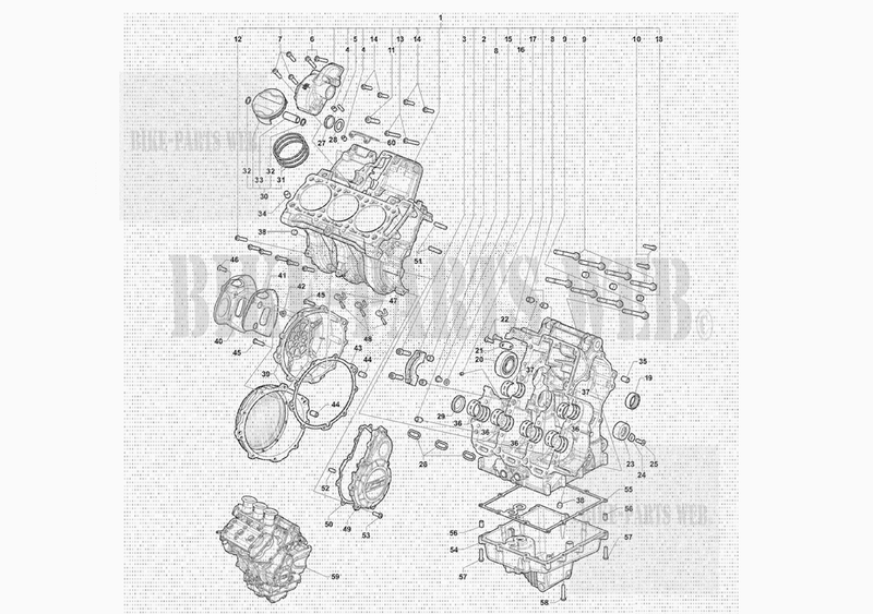CRANKCASE AND PISTONS ASSEMBLY for MV Agusta TURISMO VELOCE ROSSO - LUSSO - SCS - RC SCS 2021
