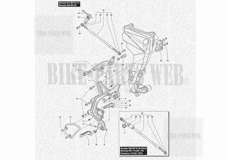 LEFT FOOTREST AND GEAR PEDAL for MV Agusta 022 2020