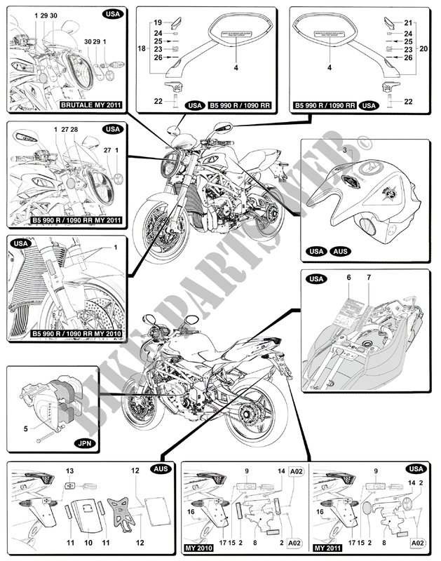 OTHER COUNTRIES VERSIONS for MV Agusta BRUTALE 920 2011