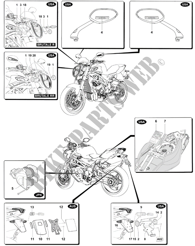 OTHER COUNTRIES VERSIONS for MV Agusta BRUTALE 1090RR 2012