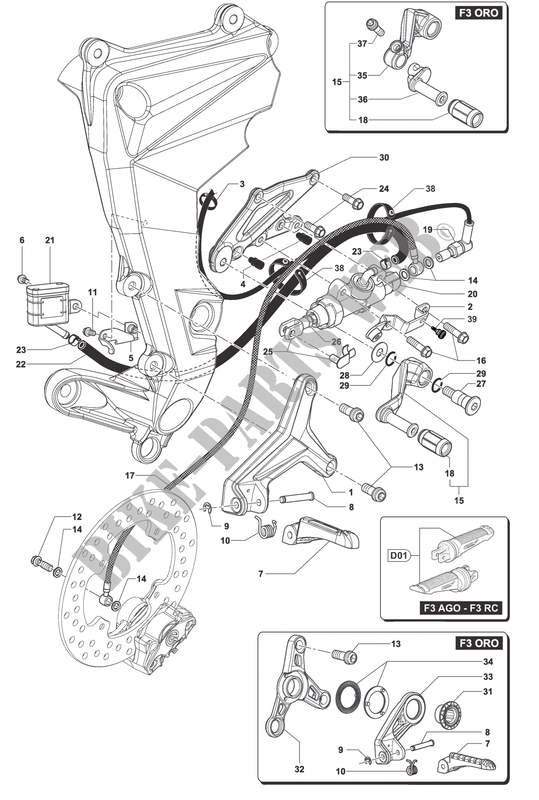 RIGHT FOOTREST for MV Agusta F3 675 2012
