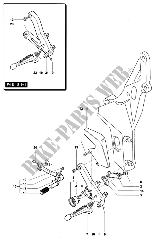 LEFT FOOTREST for MV Agusta F4 750S 2002