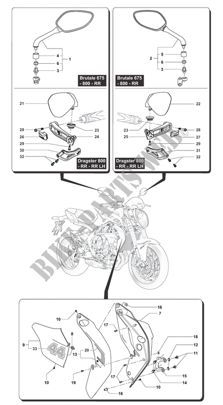 MIRRORS   COVERS for MV Agusta DRAGSTER 2014