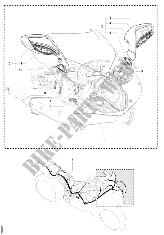 WIRING HARNESS   MIRRORS for MV Agusta F4 1000 S 2012